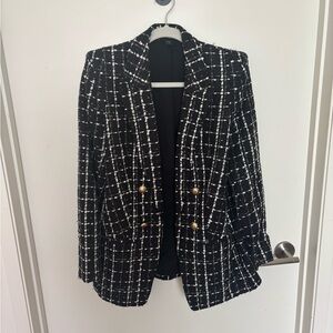 Chic Black and White Tweed Blazer
